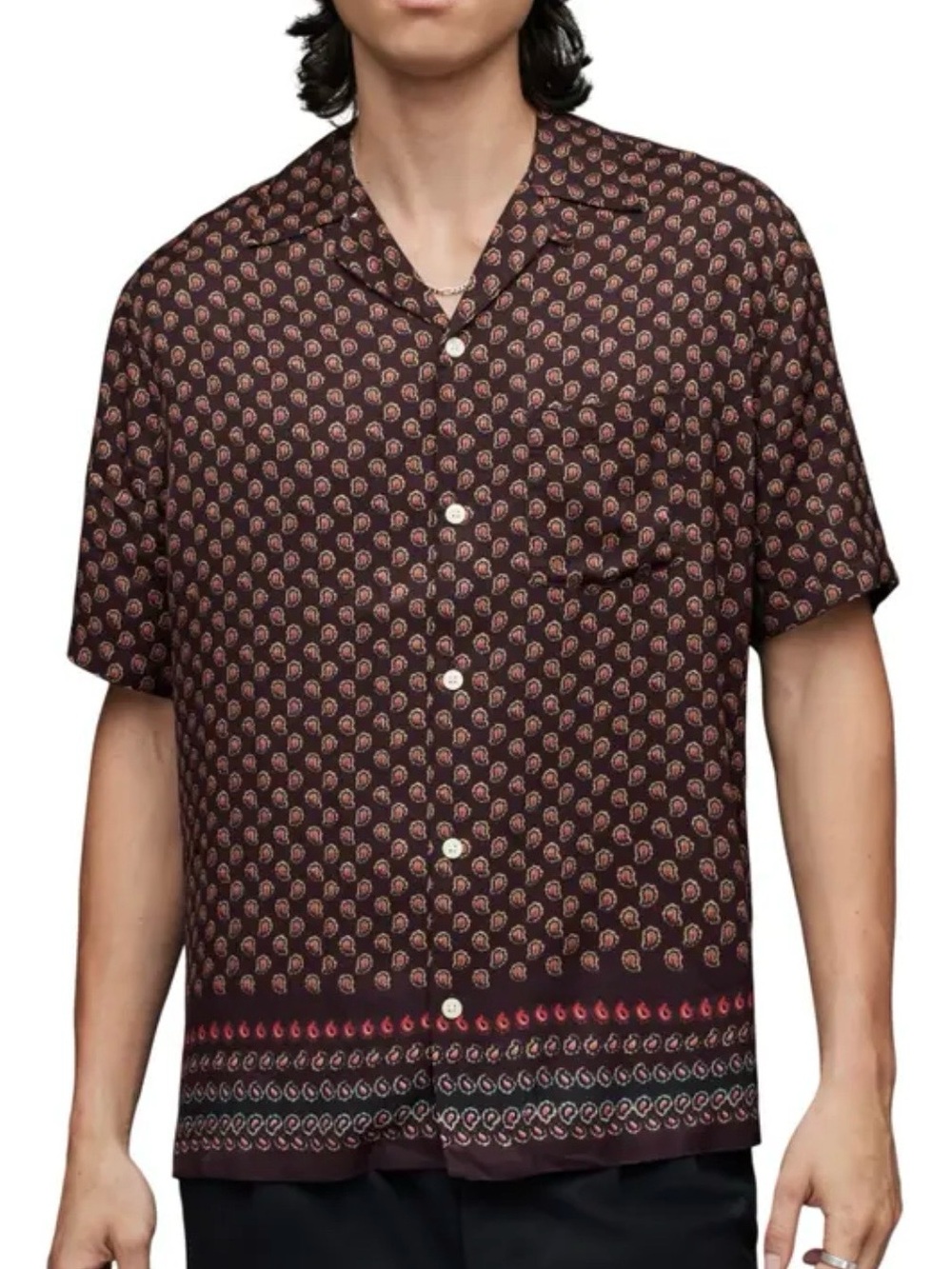 ALLSAINTS IGNIS SS SHIRT IN BEAUJOLAS RED
